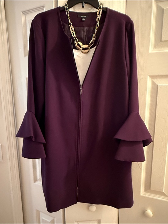 Alfani Jackets & Blazers - Alfani Plum Layered-Ruffle Sleeve Blazer